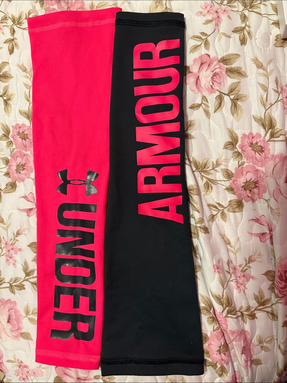 Under Armour Hot Pink and Black Compression Arm Sleeves